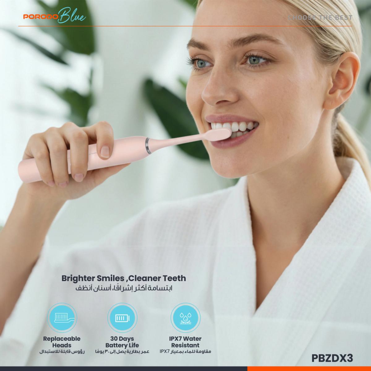 Porodo Blue Electric Toothbrush Memory Function