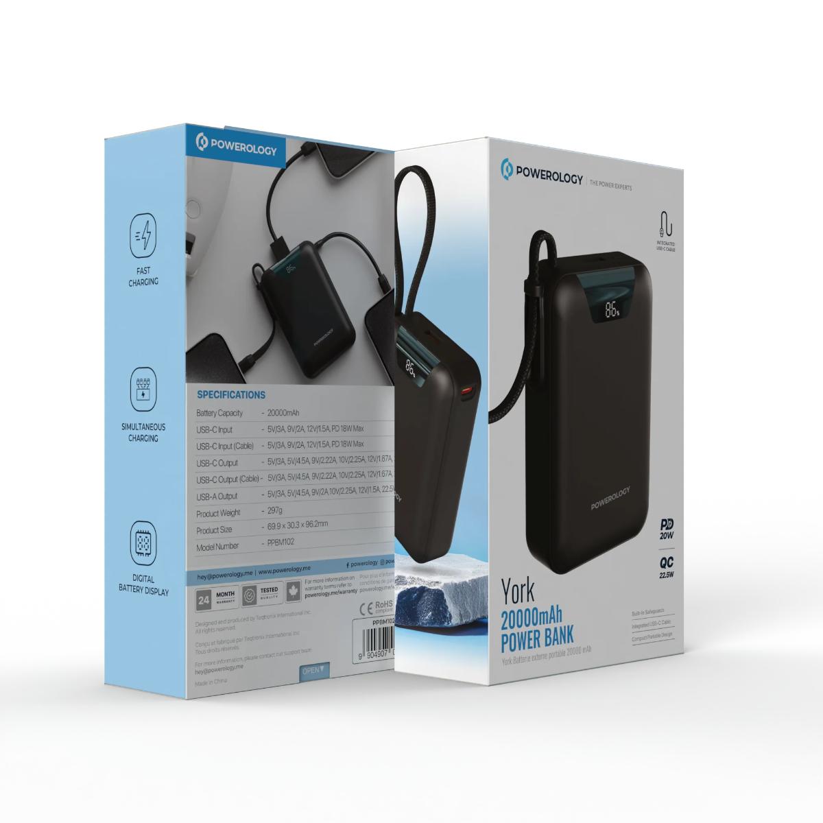 Powerology York 20000mAh Power Bank