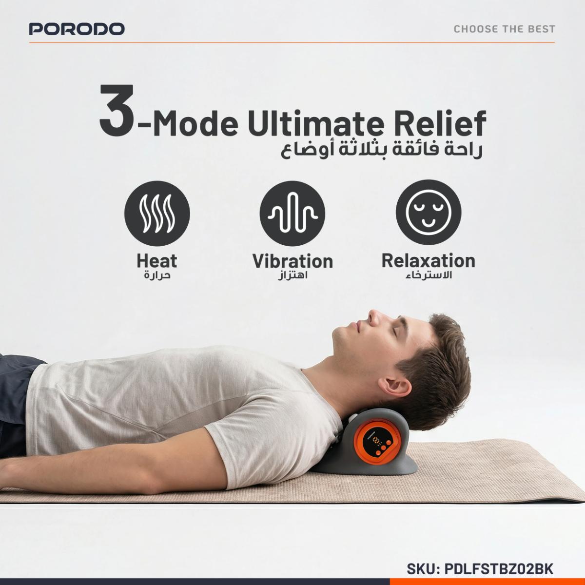 Porodo Tri-Mode Heated Cervical Pillow Massager