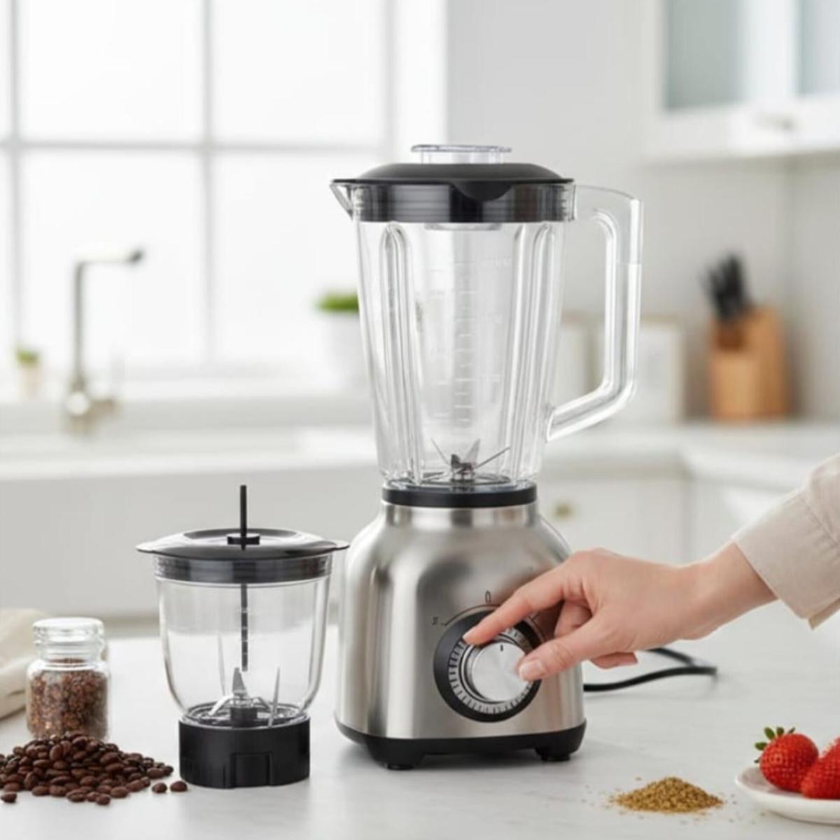 3-in-1 Multi-Speed Stainless Steel Blender