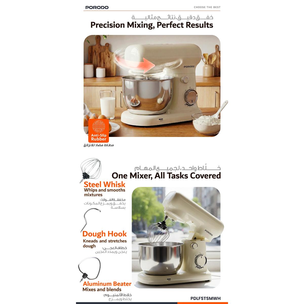 Porodo Lifestyle Tilt-Head Electric Household Stand Mixer