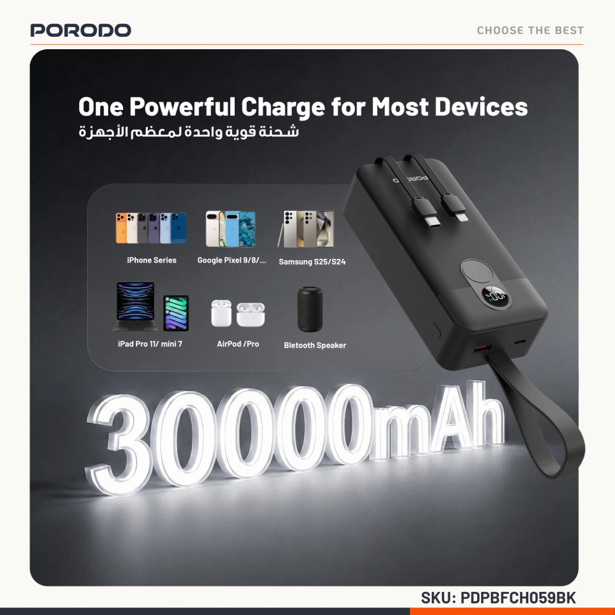 Porodo 30000mAh 22.5W Fast Charging Power Bank