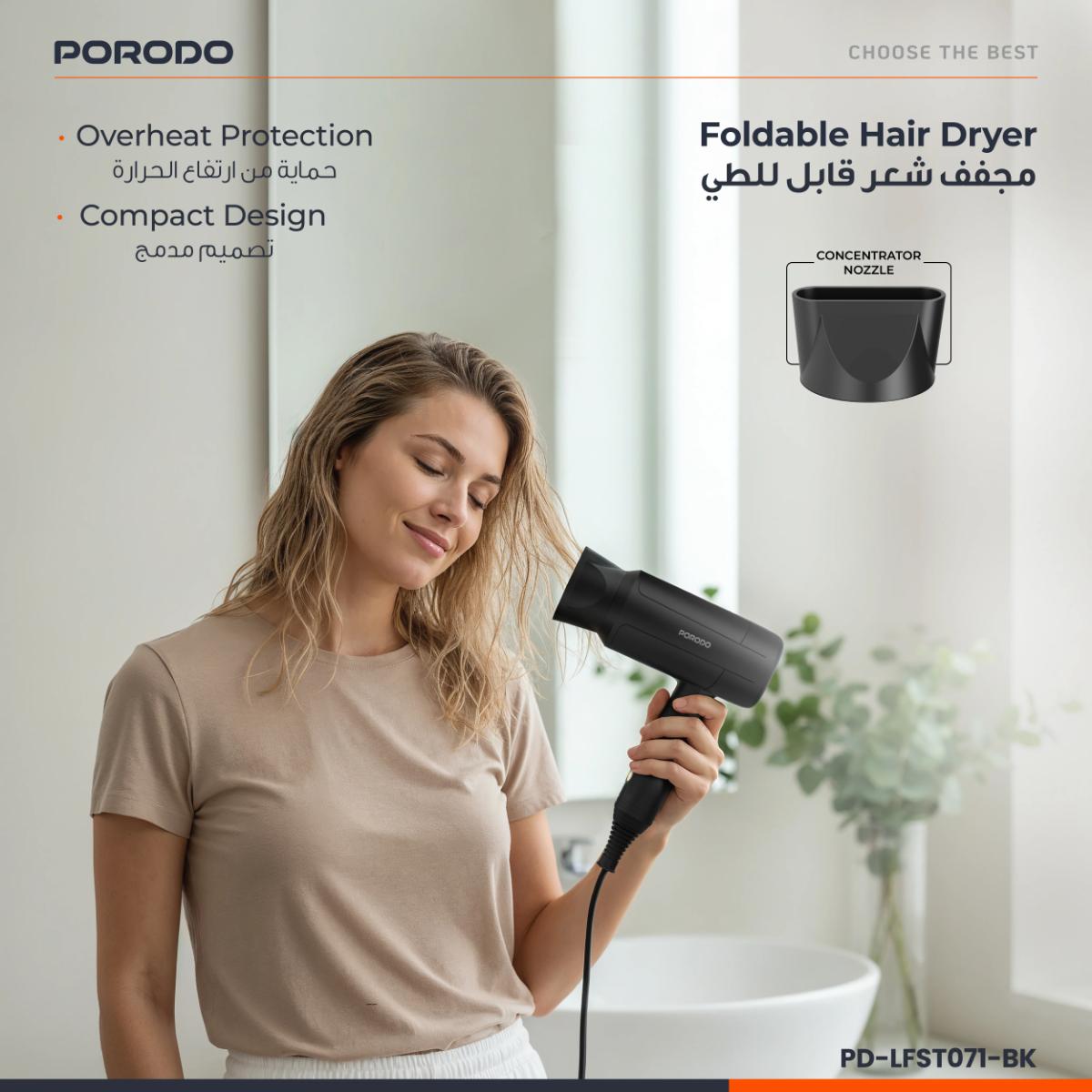 Porodo Lifestyle 1200W Foldable Hair Dryer