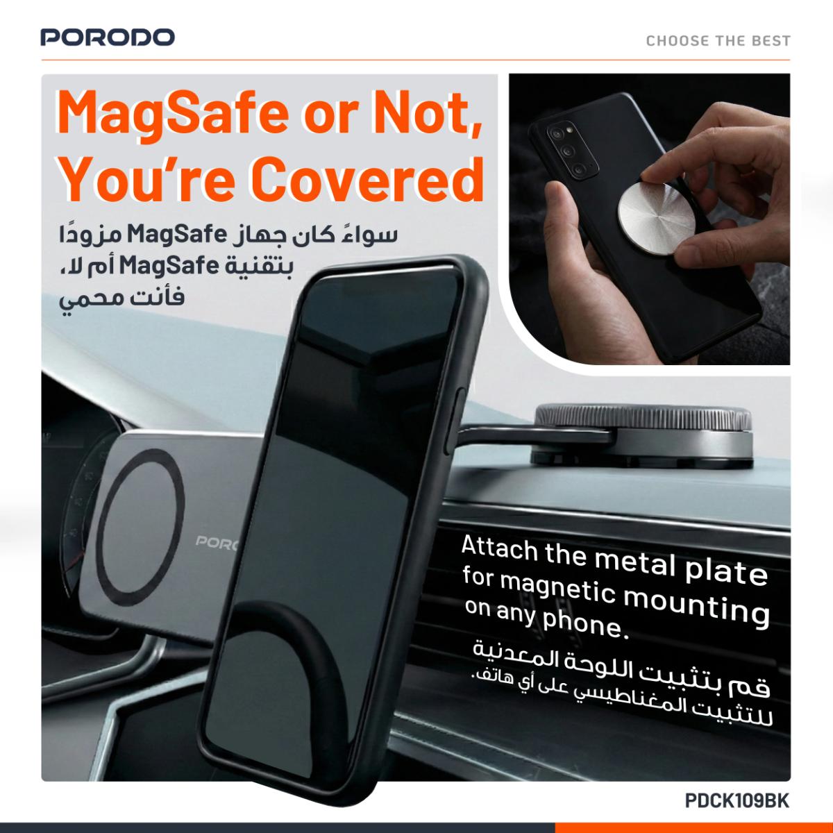 Porodo Vacuum & Adhesive Magnetic Car Mount