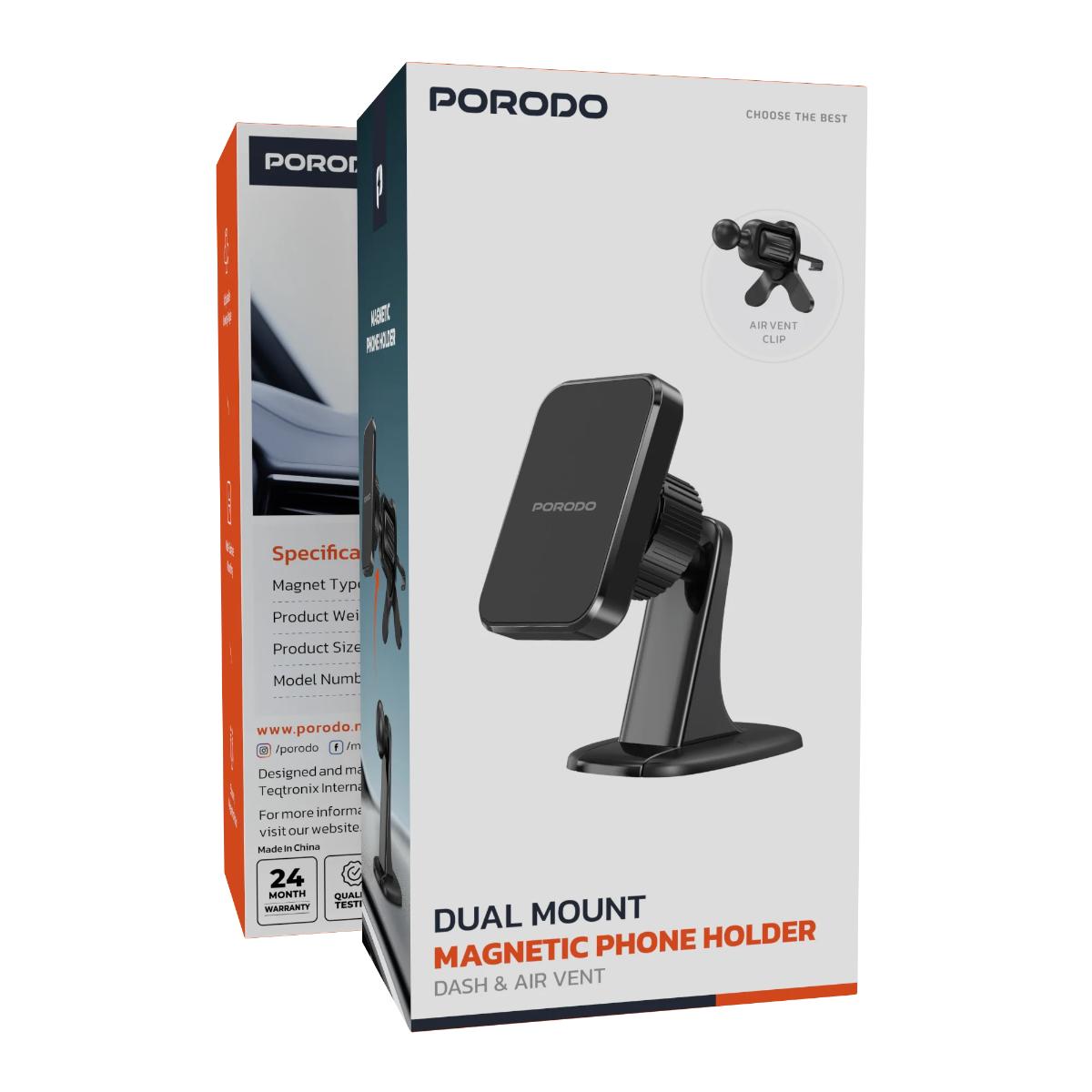 Porodo Dual Mount Magnetic Phone Holder