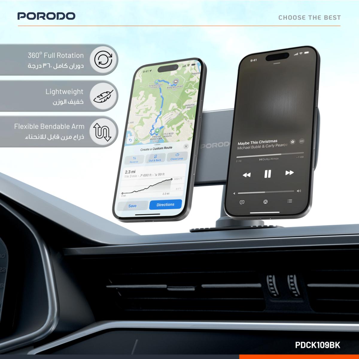 Porodo Vacuum & Adhesive Magnetic Car Mount