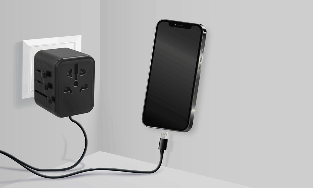 Universal Travel Adapter Dual USB A - Black by Porodo