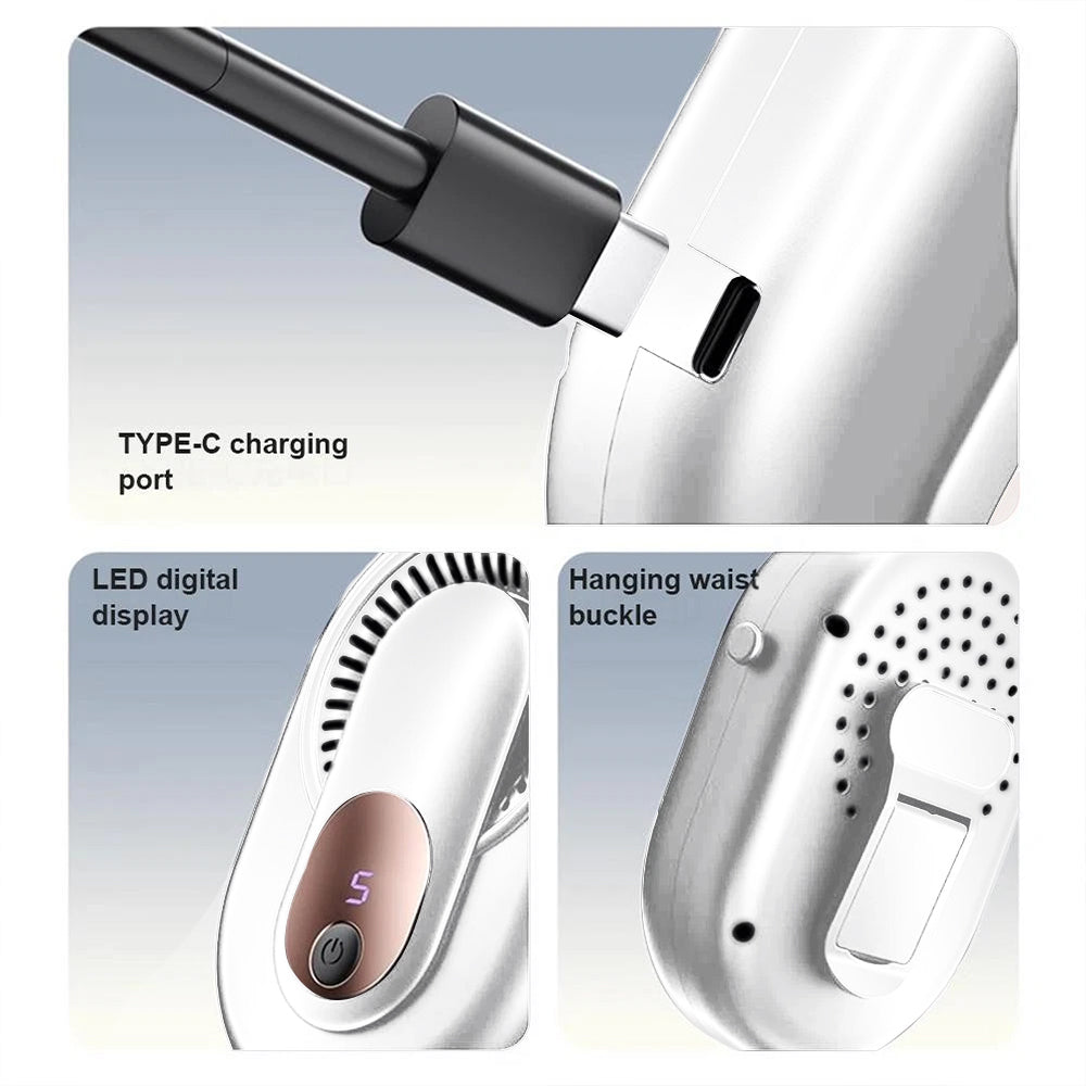 4-Speed Hanging wearable neck and waist fan with Digital Display | Portable Fan | Tradeo Shopping